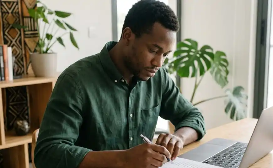 Candidat qui vérifie sa liste de documents pour préparer sa demande d'immigration au Canada
