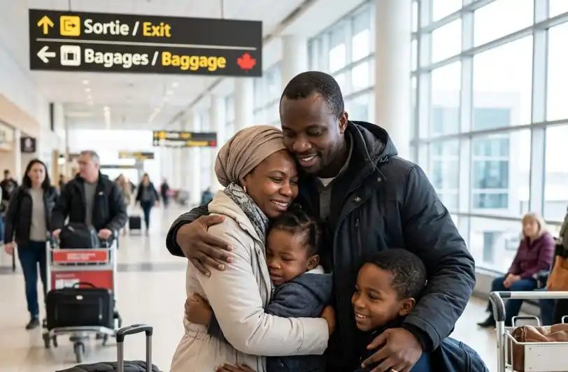 Famille qui arrive enfin au Canada