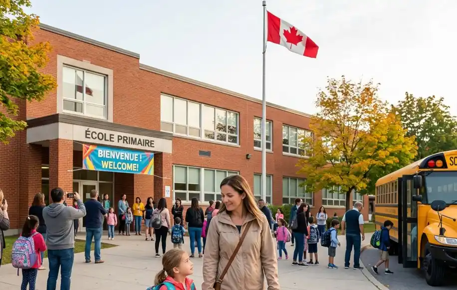 Scolariser ses enfants au Canada : cour d'une école primaire