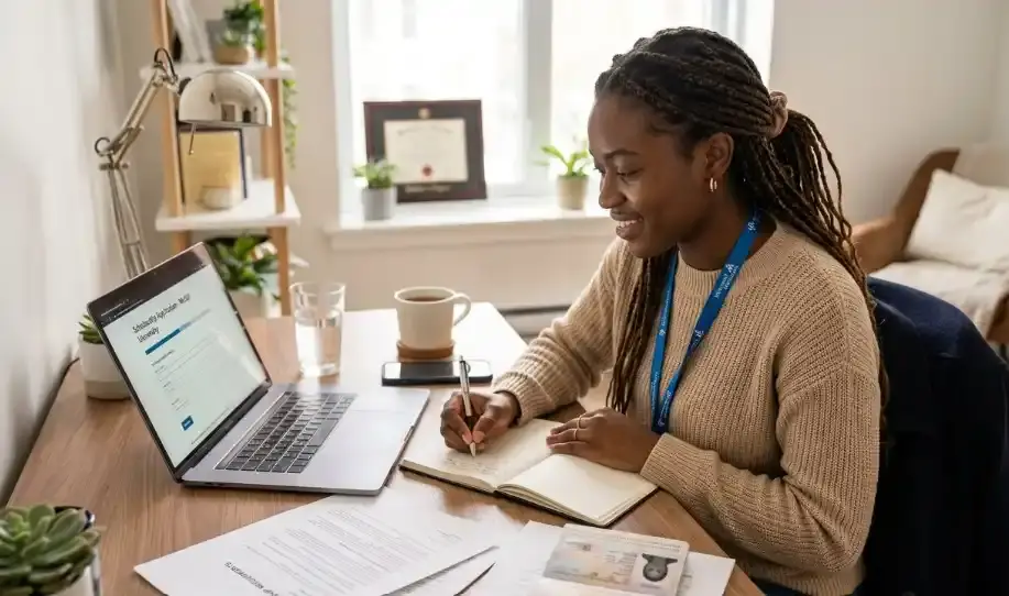 Étudiante préparant son dossier pour les bourses d'excellence Québec