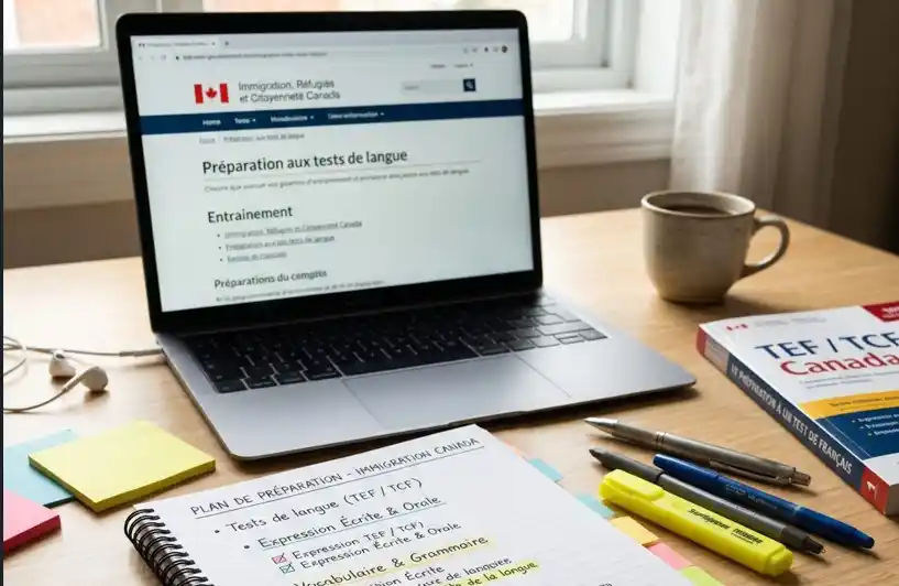Plan de préparation d'un test de langue pour l'immigration canadienne